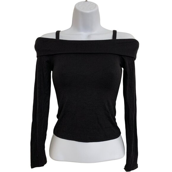 Art Class Juniors Off-The-Shoulder Long Sleeve Top Black - Picture 4 of 12